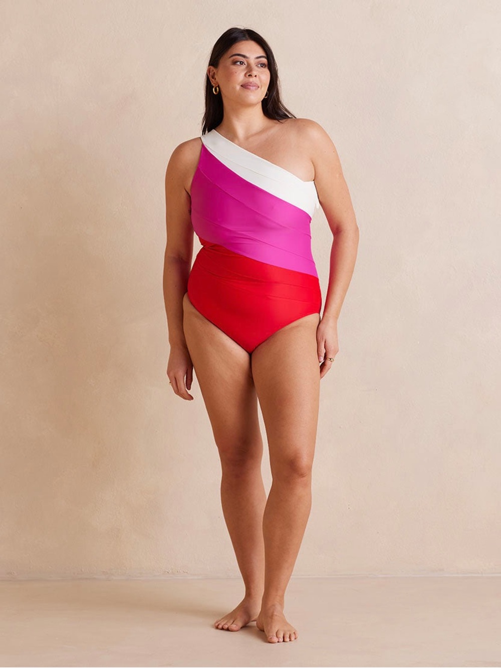 Summersalt The Long Torso Sidestroke One-Shoulder Colorblock Swimsuit